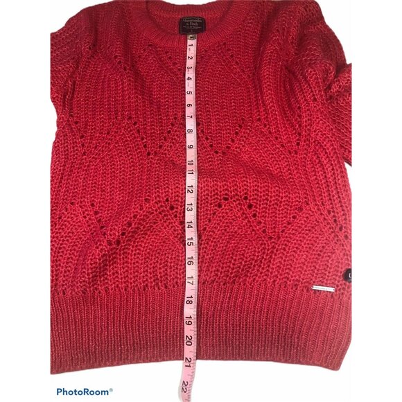 Abercrombie & Fitch Women's Size Large Sweater With Diamond Pattern Red New - Picture 11 of 12